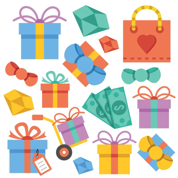 Vector iconos de regalo conjunto — Archivo Imágenes Vectoriales