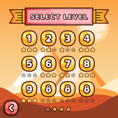 Düzey seçim ekran. Çöl kavramı