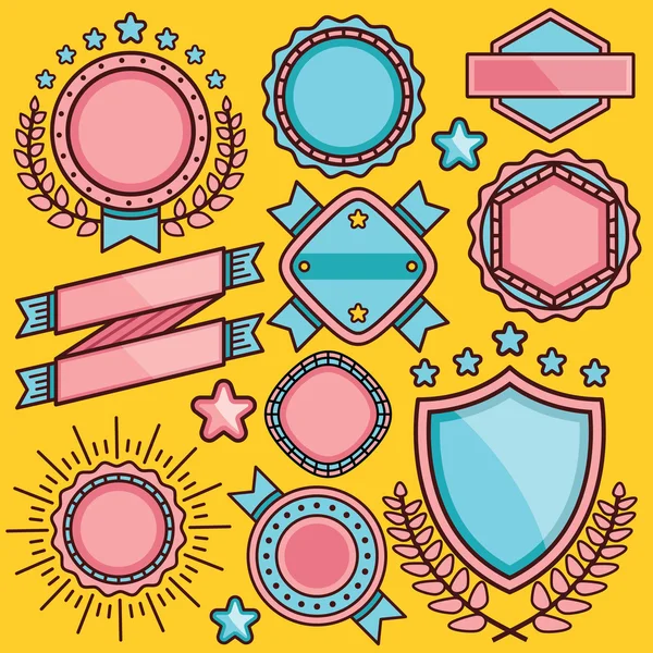 Creative set of cartoon stickers, badges and labels. Set 2 — Stock Vector