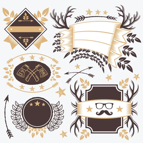 Trendy stickers, badges en linten sjablonen. Set 2 — Stockvector