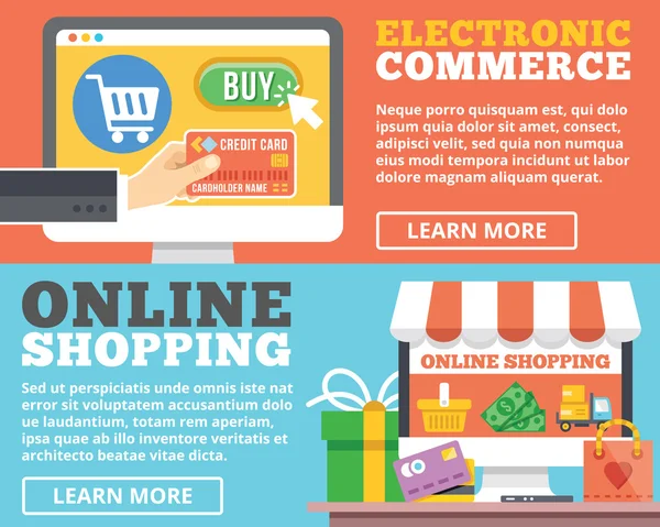 Электронная коммерция, онлайн-шопинг — стоковый вектор