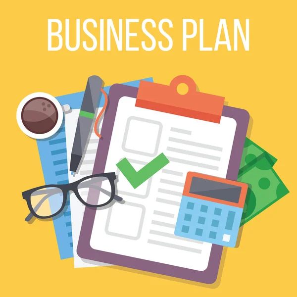 Business plan illustrazione piatta — Vettoriale Stock