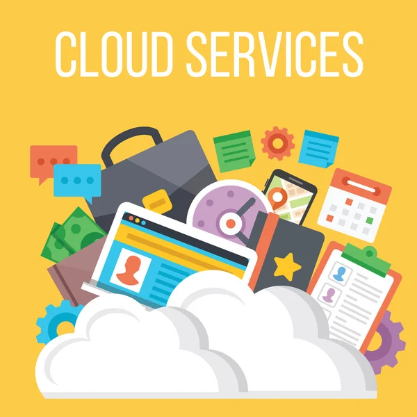 Servicios en la nube ilustración plana — Vector de stock