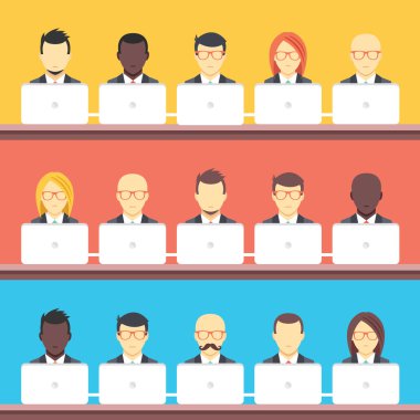 Coworking center, teamwork flat illustration concepts