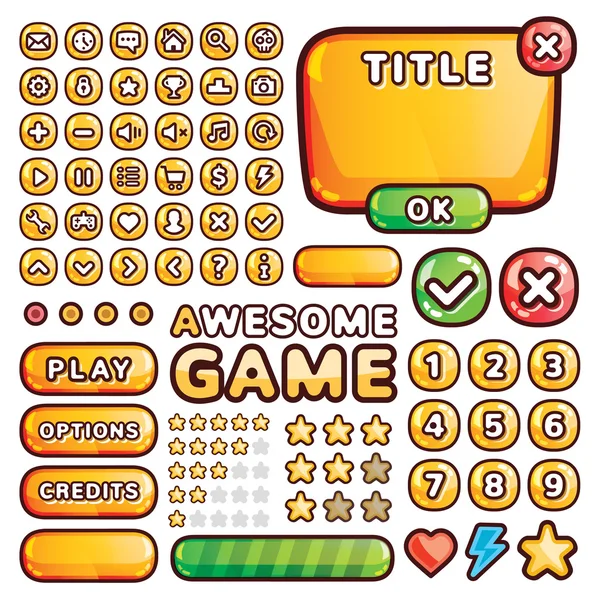 Interface elements for web and mobile games and apps — ストックベクタ