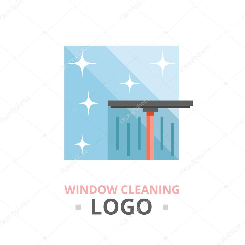 Window cleaning logo concept. Creative vector illustration