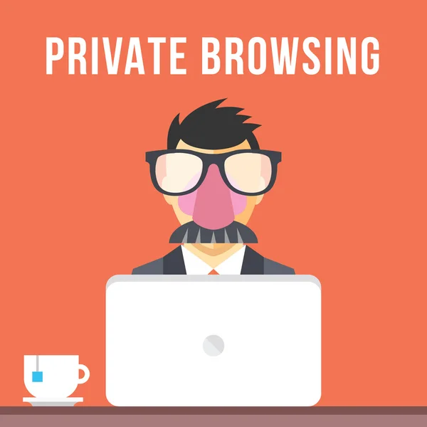 Private browsing flat illustration concept — Stock Vector