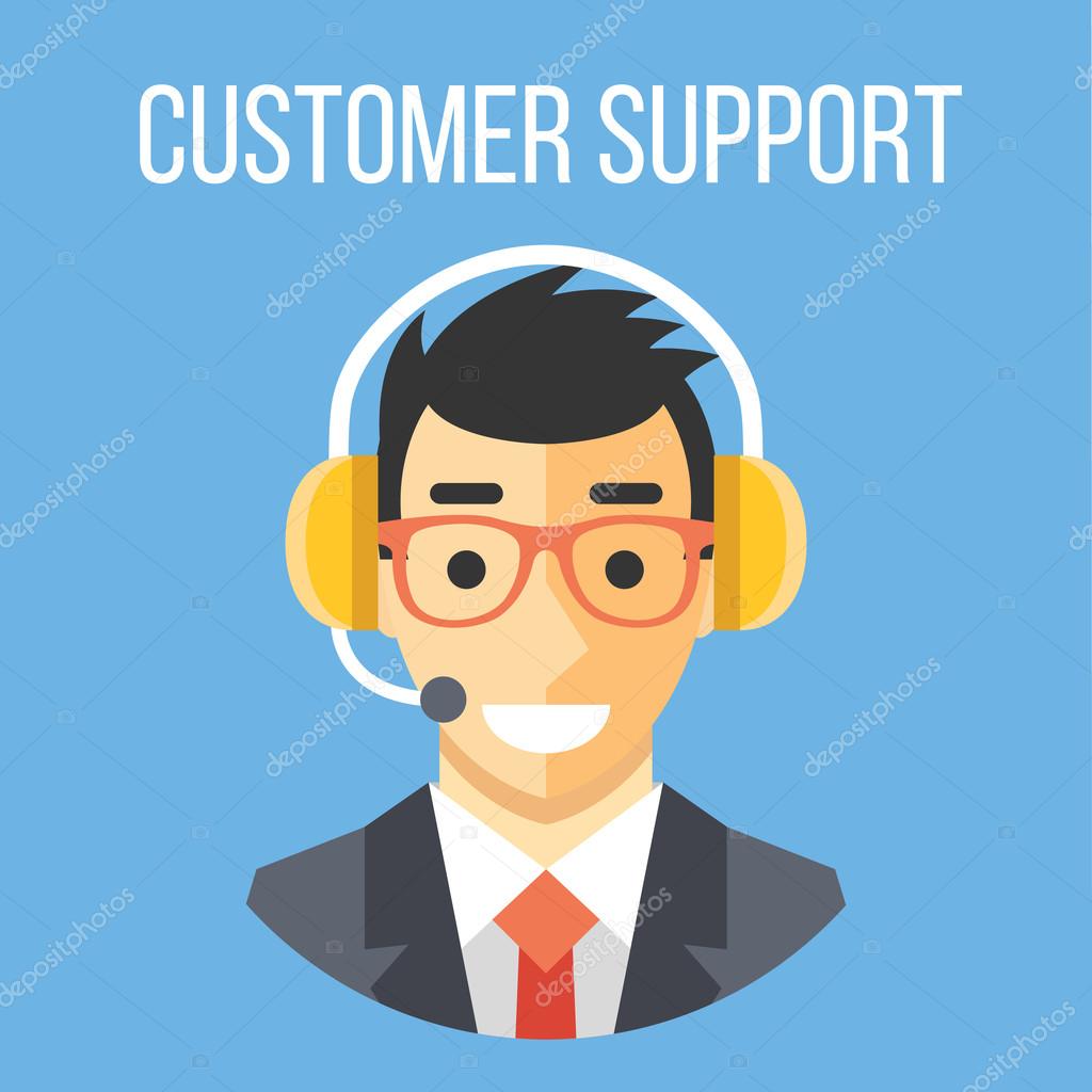 Happy customer support manager with headphones Stock Vector Image by  ©magurok5 #78429138