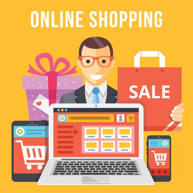 Online alışveriş düz illüstrasyon kavramı