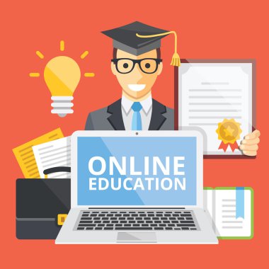 Online Eğitim düz illüstrasyon kavramı