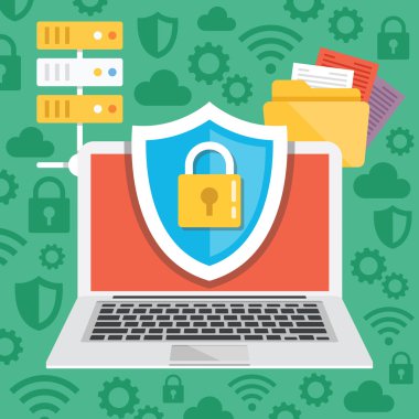 Veri koruma, Internet güvenlik düz illüstrasyon kavramlar