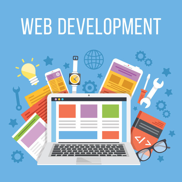 Web development flat illustration concept