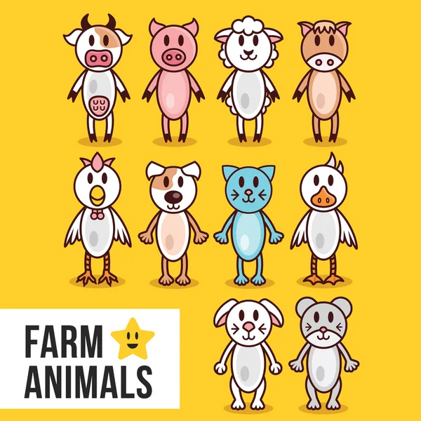 可爱的农场动物集 — 图库矢量图片