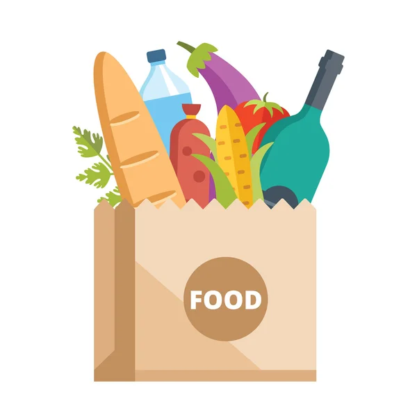 Kağıt çanta kadar dolu. Bakkal teslimat kavramı