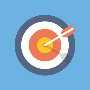 Target marketing icon. Target with arrow symbol. Flat vector illustration