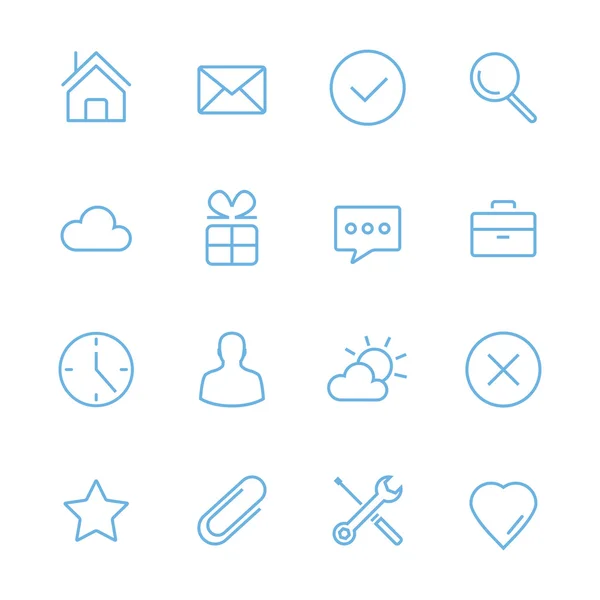 Vector blue flat line icons set. Minimal style design. Isolated on white background — Stockvector