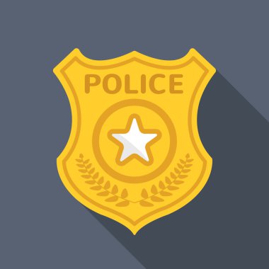 Polis rozeti uzun gölge vektör düz simgesi