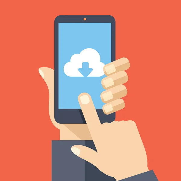 Wolk opslag app op smartphone scherm. Vectorillustratie — Stockvector