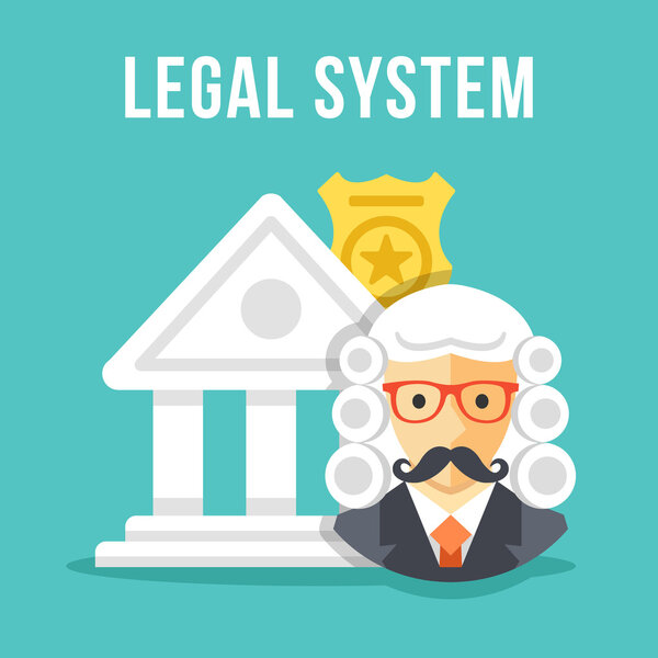 Legal system. Creative flat design vector illustration