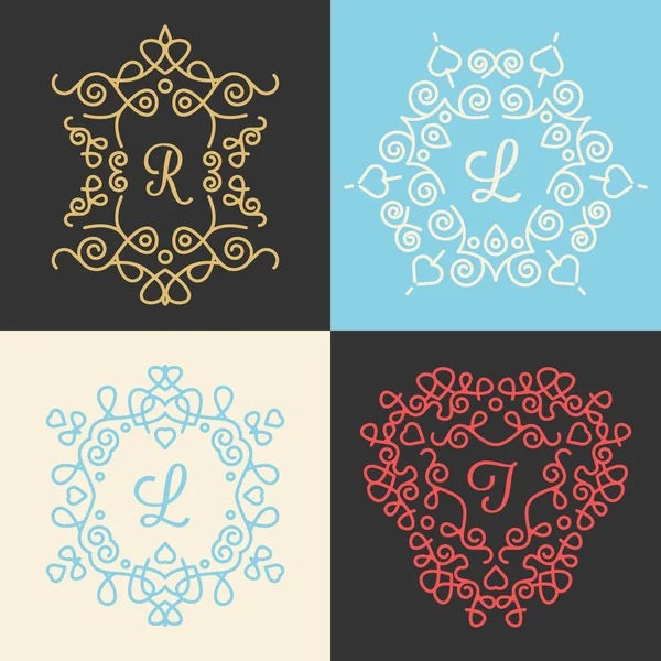 Set monogrammi vintage — Vettoriale Stock