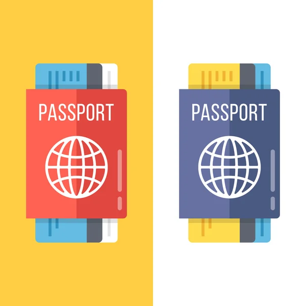 Passeports mis à plat illustration — Image vectorielle