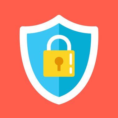 Güvenlik kalkan kilit simgesi. Yaratıcı düz tasarım vektör çizim