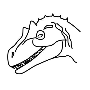 Allosaurus Simgesi. Doodle Hand Çizimi veya Siyah Taslak Simgesi Biçimi