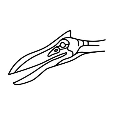 Pterosaur Simgesi. Doodle Hand Çizimi veya Siyah Taslak Simgesi Biçimi