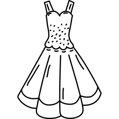 Önlük Simgesi. Doddle Hand Çizilmiş ya da Siyah Çizgi Simgesi Biçimi.