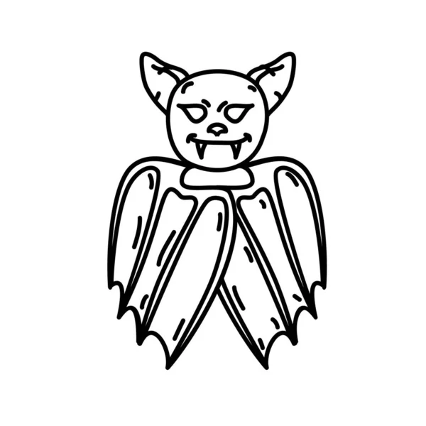 Icône Chauve Souris Doodle Dessiné Main Noir Contour Icône Style — Image vectorielle