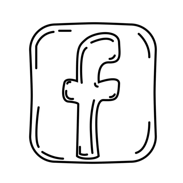 Facebook Simgesi. Doodle Hand Çizimi veya Siyah Taslak Simgesi Biçimi