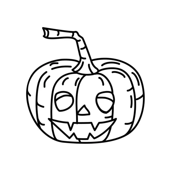 Scary Pumpkin Icon Doodle Dibujado Mano Negro Esbozo Estilo Icono — Vector de stock