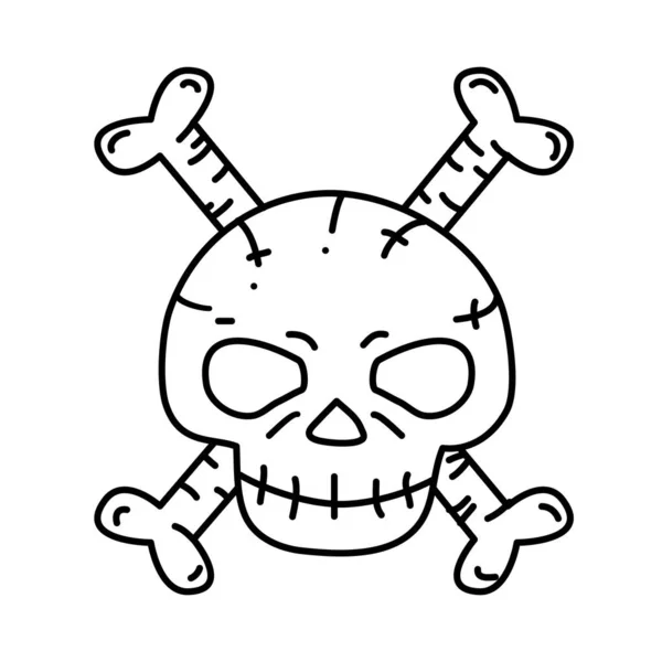 Icono Esqueleto Doodle Dibujado Mano Negro Esbozo Estilo Icono — Vector de stock