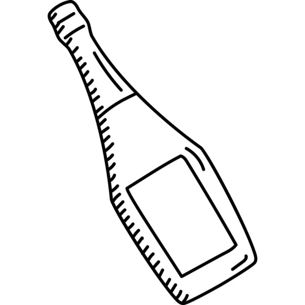 Icona Dello Champagne Stile Icona Doddle Disegnato Mano Contorno Nero — Vettoriale Stock