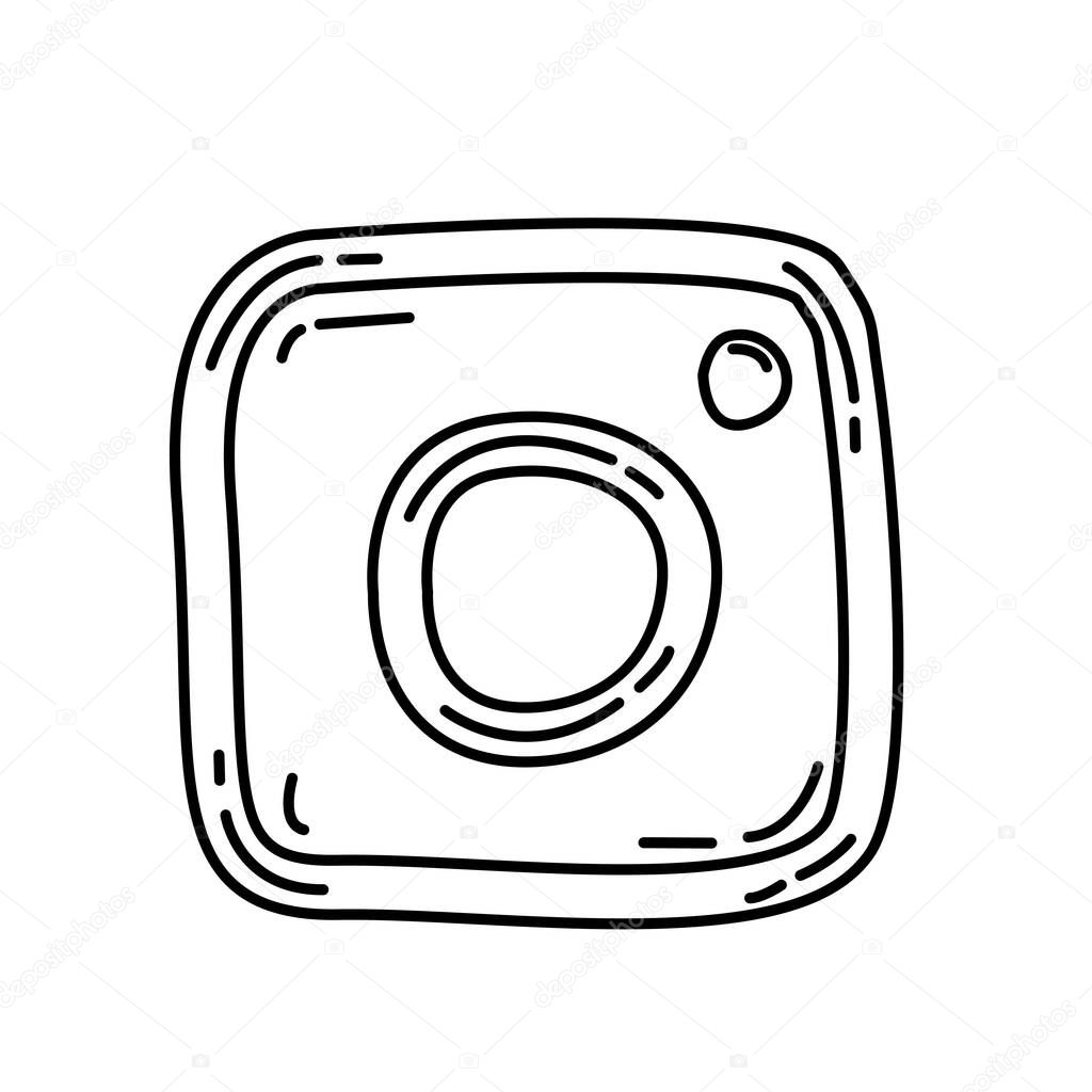 Instagram Icon. Doodle Hand Drawn or Black Outline Icon Style