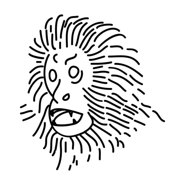 Golden Lion Tamarin Icon Tropical Animal Hand Drawn Icon Set — Stock Vector