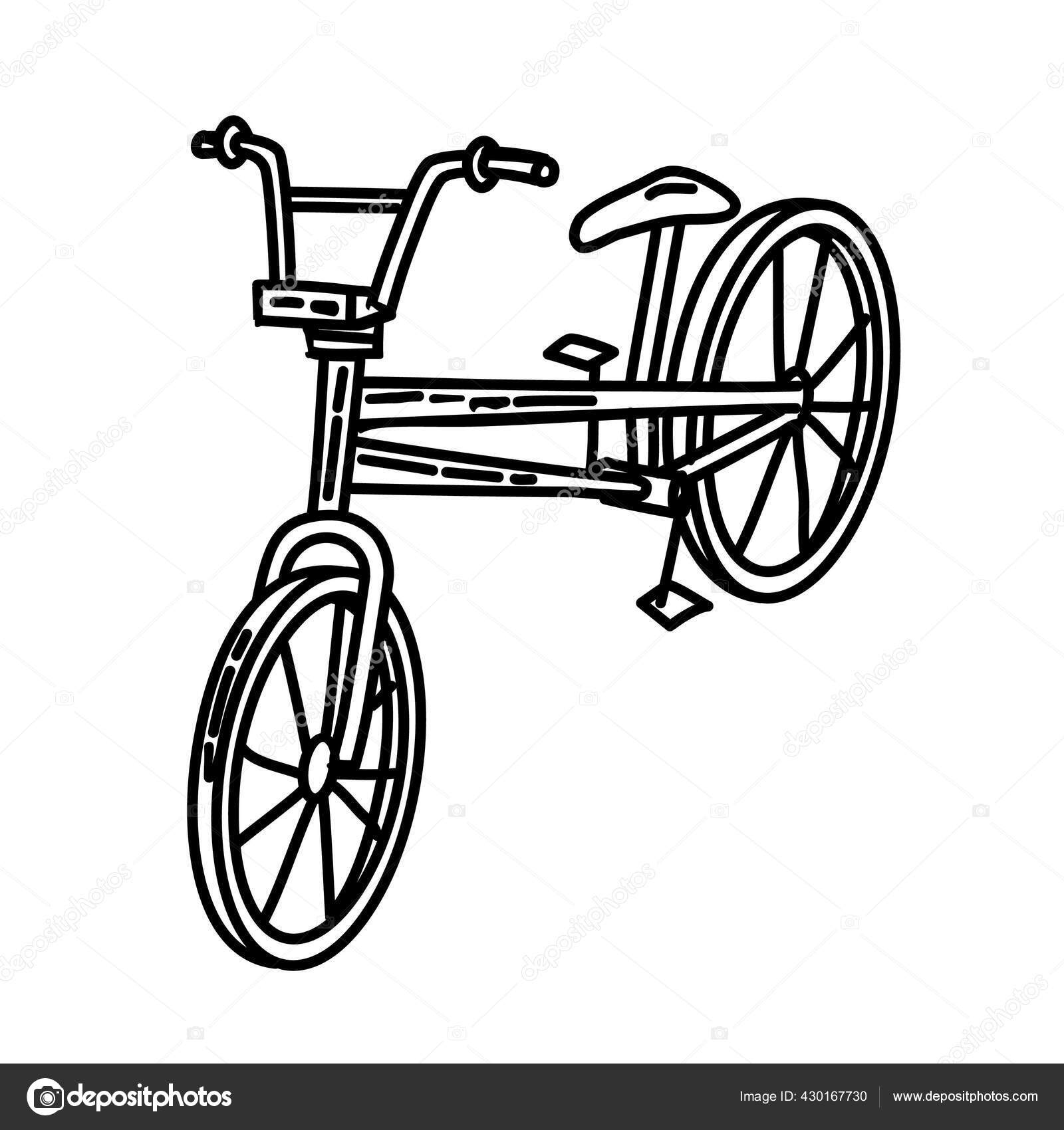 Bicycle Outline Hand Drawn Icon Set Vector Stock Vector Image by