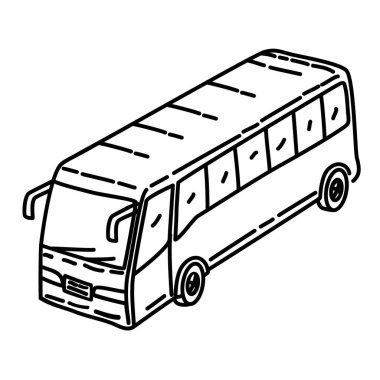 Otobüs Hattı El Çizimi Simge Ayarlama Vektörü