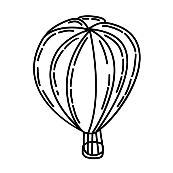 Hot Air Balloon Outline Hand Drawn Icon Set Vektor - Stok Vektor