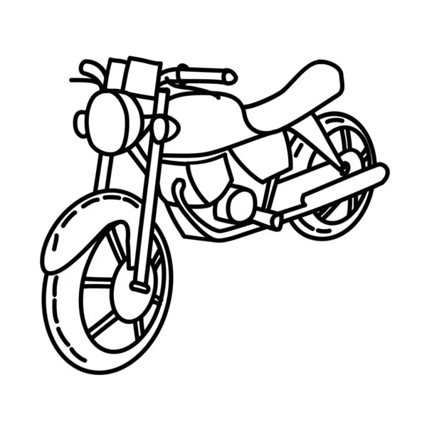 Motorcykel Kontur Hand Drawn Ikon Set Vektor — Stock vektor