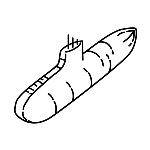 Ubåtsplan Hand Ritade Ikon Set Vektor — Stock vektor