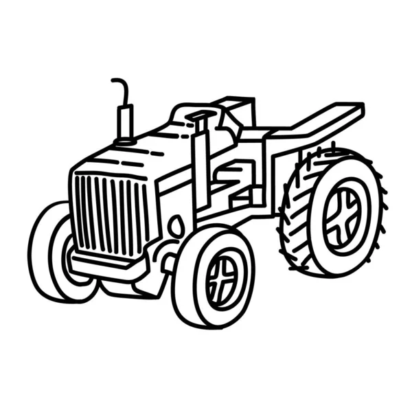 Tracktor Outline Hand Drawn Icon Set Vector — 스톡 벡터