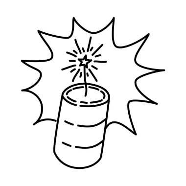 Yeni Yıl Gürültülü Patlama Eli Çizilmiş Simge Ayarlama Vektörü.