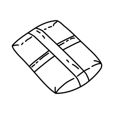 Paket Alışveriş El Çizimi Simge Ayarlama Vektörü.