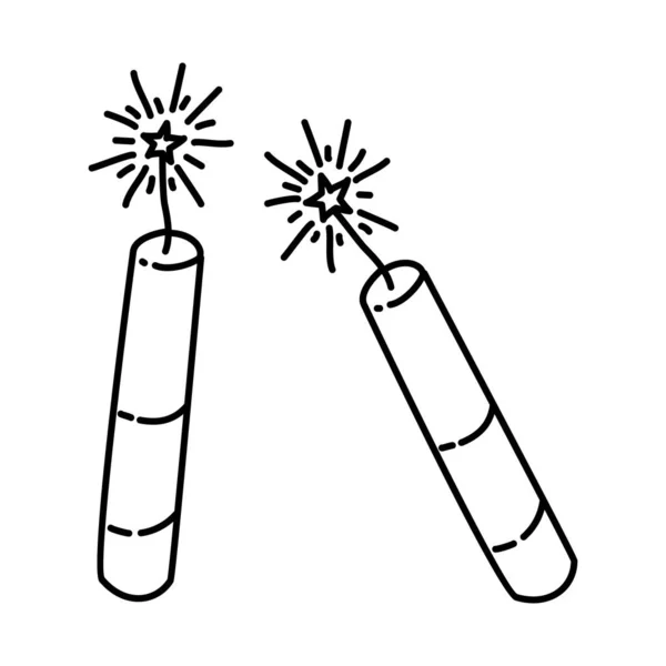 新年放鞭炮大声手绘图标矢量 — 图库矢量图片