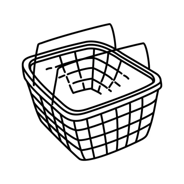 Shopping Basket Hand Drawn Icon Set Vector — Stock Vector