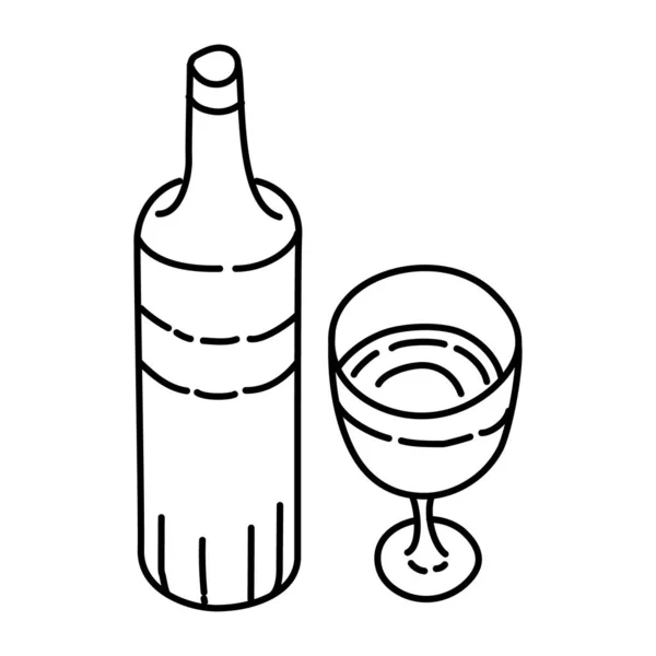 Neujahr Wein Hand Gezeichnet Icon Set Vector — Stockvektor