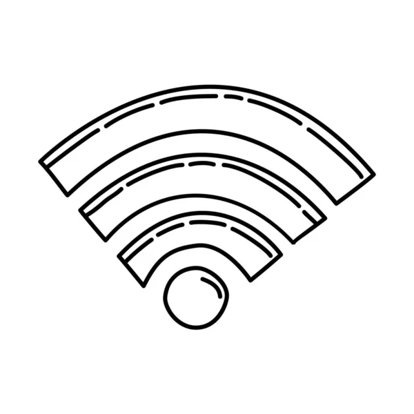 Vektor Sady Ručně Kreslených Ikon Wifi Osnovy — Stockový vektor