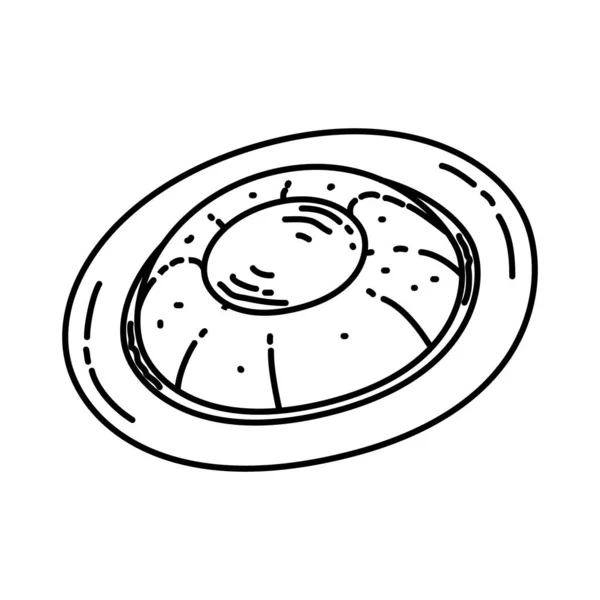 Aseedah Arab Saudi Food Hand Drawn Icon Set Vector - Stok Vektor