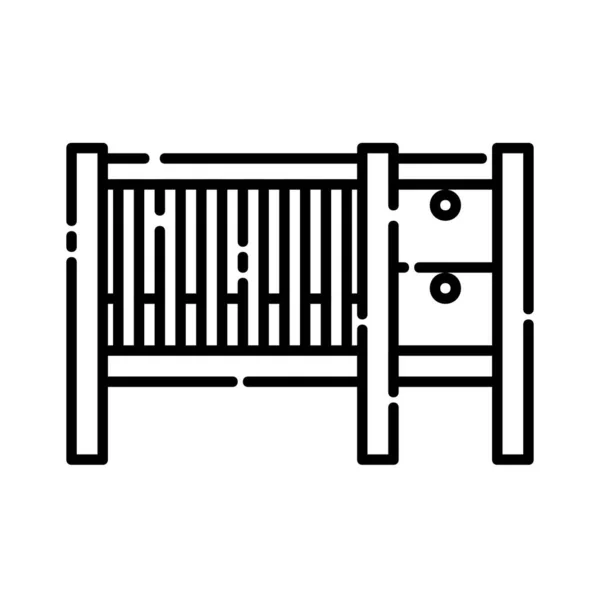 Baby Cribs Icon Design Vector Clip Art Illustration Line Icon — 스톡 벡터
